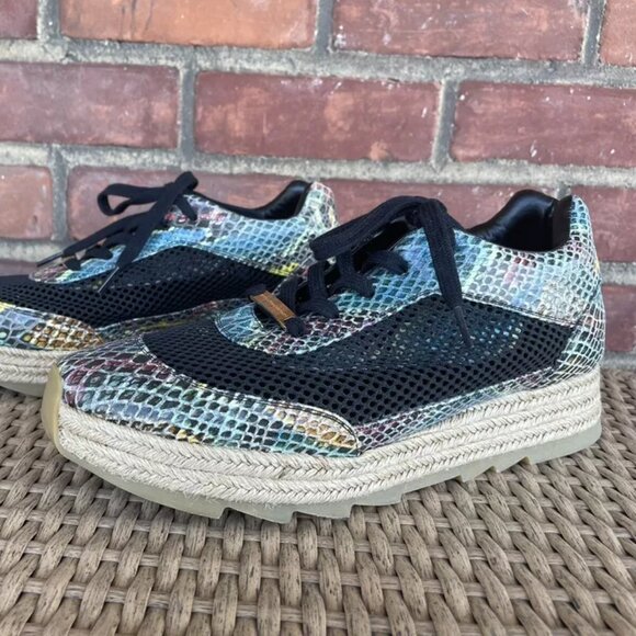STELLA MCCARTNEY Sz 9.5 40 Vegan Mesh Snakeskin Platform Espadrille Sneakers - Picture 4 of 7